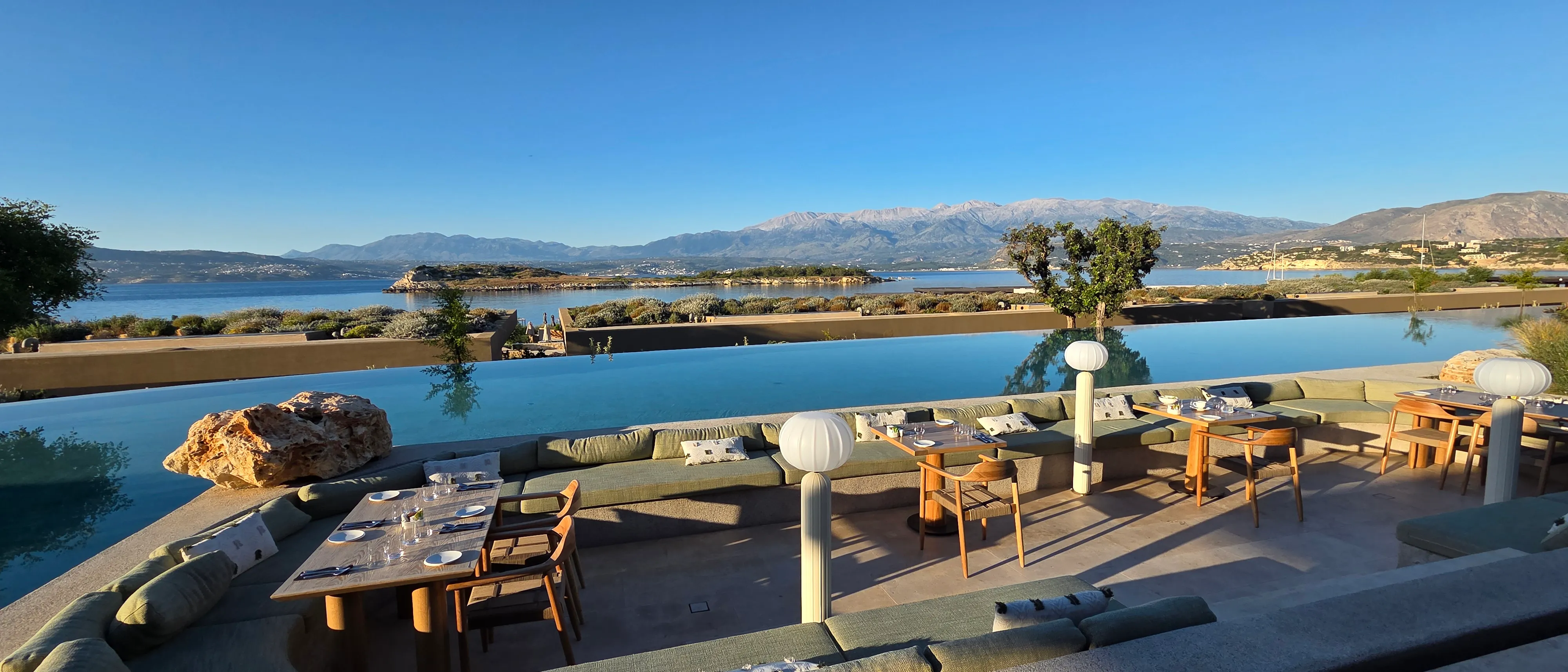 A pool terrace in Crete