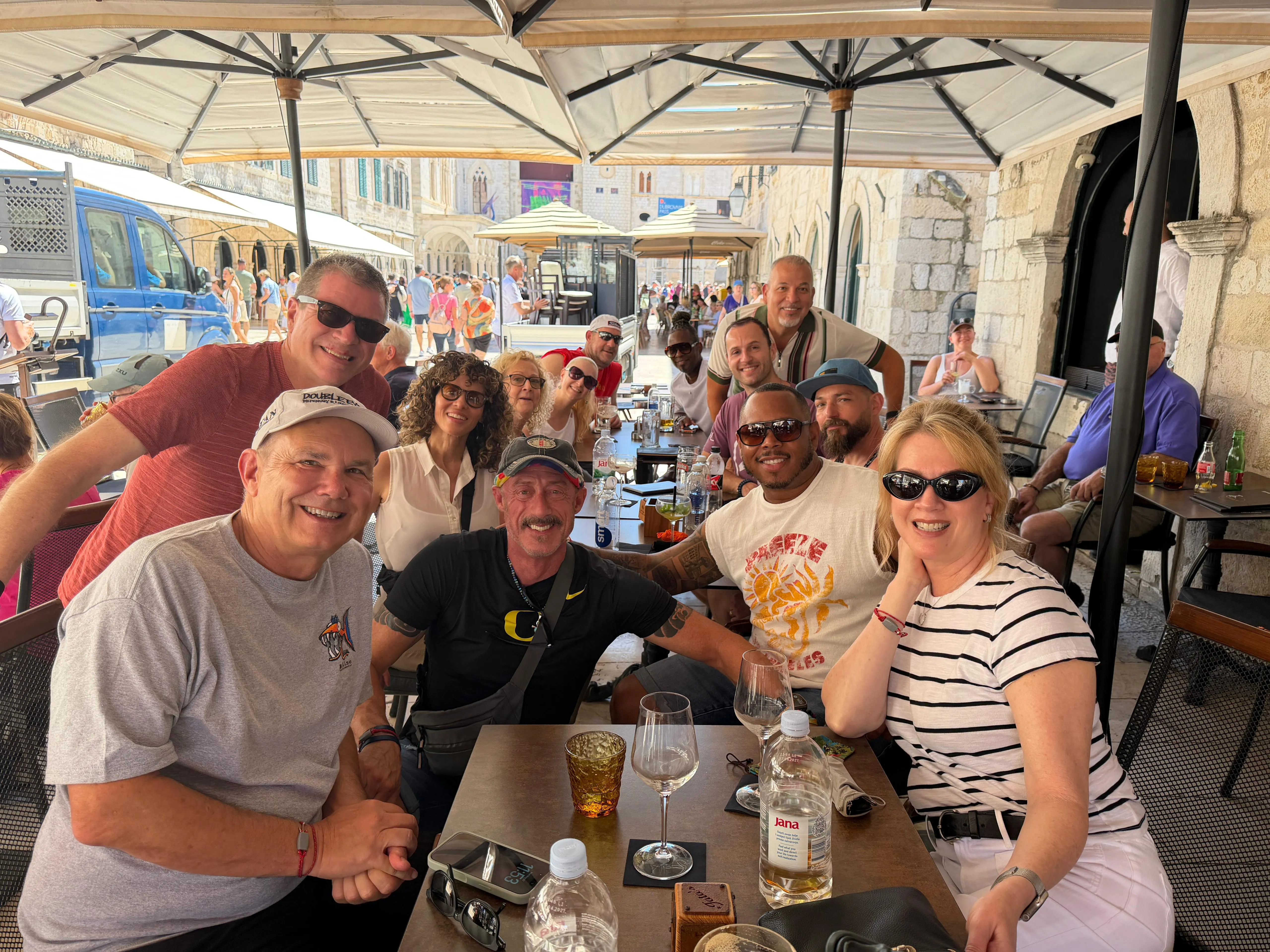 A table of friends together in Dubrovnik